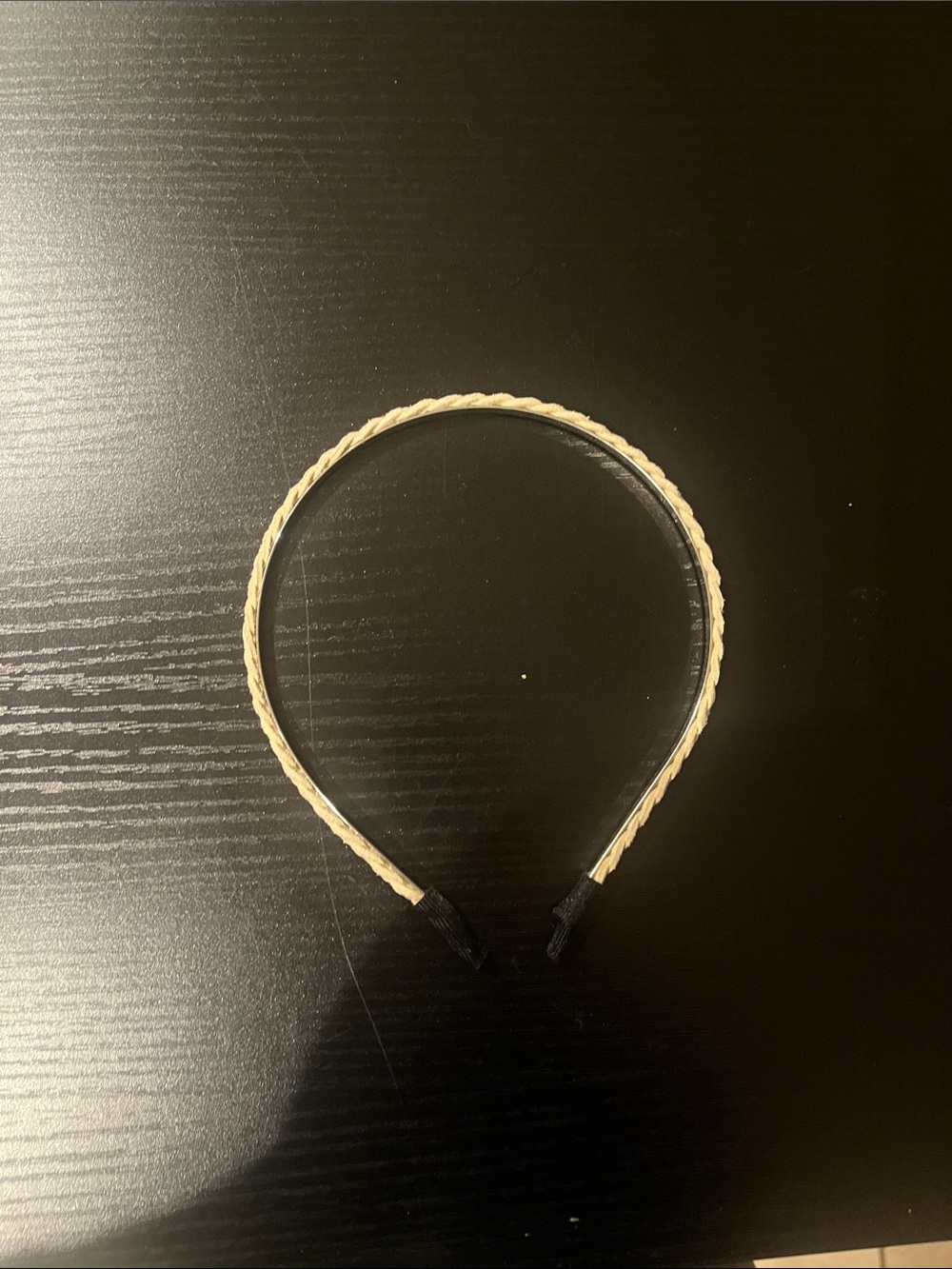 Braided Cream Headband with Black Ends - Women Accessories